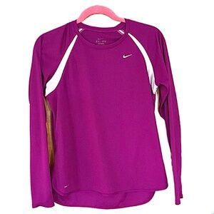 Nike Dri Fit Womens Purple and White Long Sleeve T Shirt, L